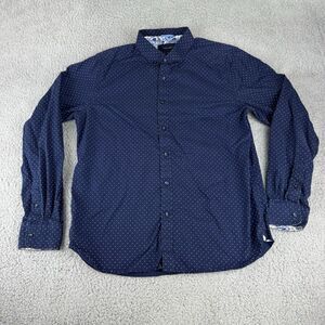 Cactus Man Ricky Singh Shirt Mens Large Blue Polka‎ Dots Button Down Long Sleeve